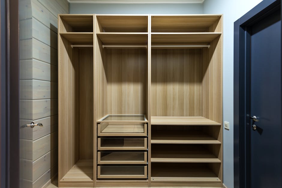 Wooden wardrobe interior showing premium finishes